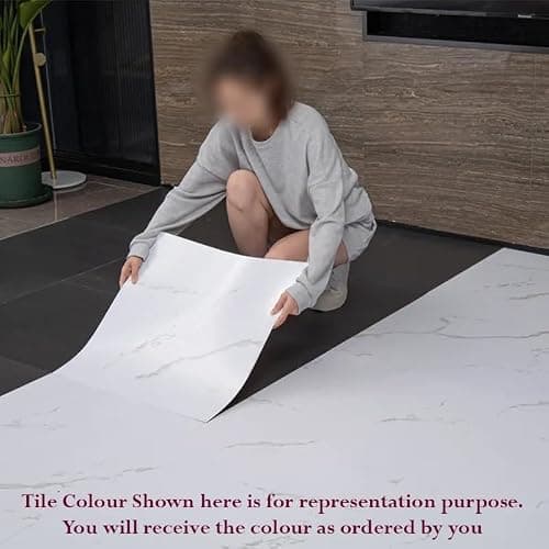 Store2508 Vinyl PVC Flooring Tiles Textured Marble Pattern Self Adhesive Peel & Stick Vinyl Flooring, 8 Tiles, 18 Square feet (Grey Marble) 5