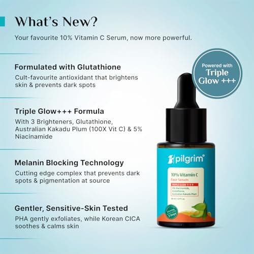 Pilgrim 10% Vitamin C Serum 30ml for Glowing Skin|With 5% Niacinamide, Hyaluronic & Glycolic Acid|Fades Dark Spots, Pigmentation|For All, Oily, Combination, Normal Skin |Beginner Friendly - Men, Women 3