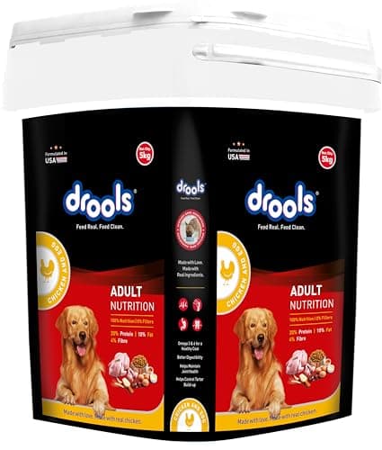Drools Adult Dry Dog Food 5kg | Chicken & Egg Flavour | Omega 3 & 6 for Growth | Better Digestibility | Supports Joint Health | Helps Control Tartar Buildup