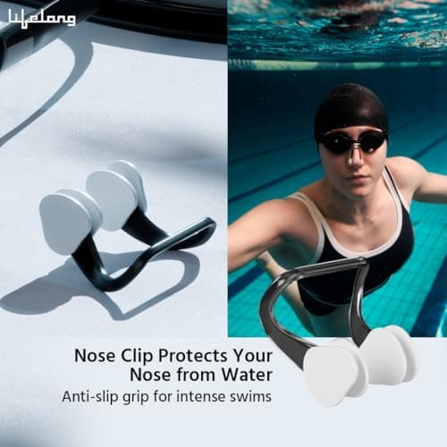 Lifelong Silicone Swimming Combo Kit | Waterproof Swim Cap with Earplugs & Nose Clip | Anti-Fog Swim Goggles | Comfortable Fit Swimming Accessories (Blue) 5