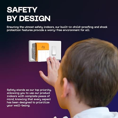 rts Universal Conversion Multiplug travel adapter with Individual Switch with Spike Buster Fuse Protected | multiplug three pin plug socket |3 PIN 3 Way Plug for Home,Office and Industrial Uses Orange 4