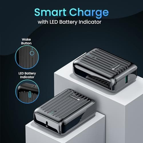 Portronics Zapcell 10k 10000mAh 22.5W Pocket Size Nano Powerbank with Compact and Light Weight Design,Type C PD Output/Input, Mach USB-A Output,Power Delivery,Quick Charge for iPhone, Androids(Black) 5