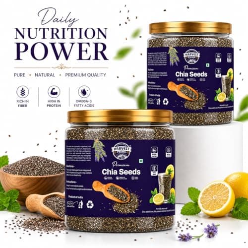 Harvest Prime Premium Chia Seeds – 200g | Rich in Omega-3, Protein & Fiber | Natural Superfood Seeds for Weight Management & Healthy Diet (200 Gram, Pack Of 1) 5