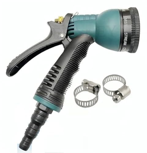 Leafly Garden Hose 7 Pattern High Pressure Garden Hose Nozzle Water Spray Gun With Leak Proof 2 Pcs Metal Grip Lock Gardening Washing Gun (MULTI COLOUR) (7 FUNCTION) (100_GUN)