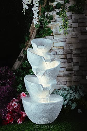 EXPLEASIA Stacked Pot Water Fountain | Indoor Home Garden Office Vastu Decor | White | Waterfall 73x40x40 cm 4