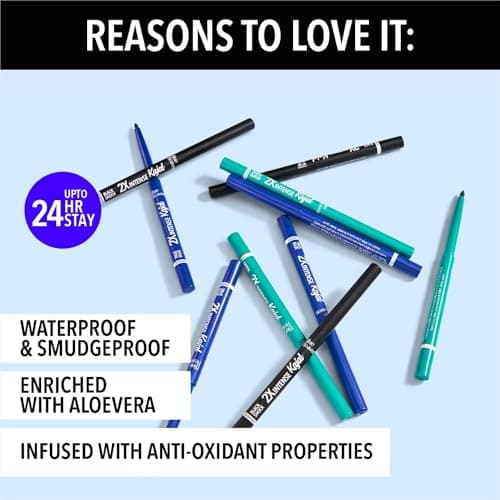 Blue Heaven 2X Intense Kajal Combo Green Queen And True Blue | With Soothing Aloe Vera | Upto 24Hr Stay | Long Lasting And Smudge Proof Pencil | Matte Finish| Pack Of 2 | 0.30G Each, Multicolor 3