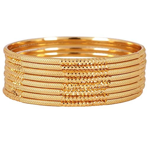 Shining Diva Fashion Set Of 8 Latest Traditional Design One Gram Gold Plated Bangle for Women (Golden) (11712b_2.4)