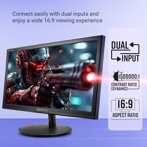 ZEBRONICS LED Monitor, 20 inch, HD+ 1600×900, 16:9 Aspect Ratio, 16.7M Colors, HDMI & VGA, Wall Mountable (EV20) 5