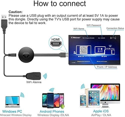 MS 4K Mirarcast Wi-Fi Wireless Display Adaptor/DLNA Wireless HDMI Screen Mirroring Wi-Fi Dongle/Cromecast. 2