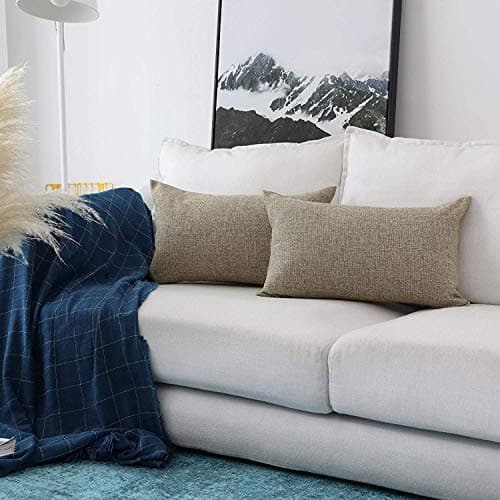 Khooti Rectangular Jute Cushion Cover, Throw Pillow Cover for Couches, Chairs, Sofas, Beds, Coffee Tables, Living Rooms, Bedrooms, Modern Boho Design, 12x18 | Natural Linen | Set of 1
