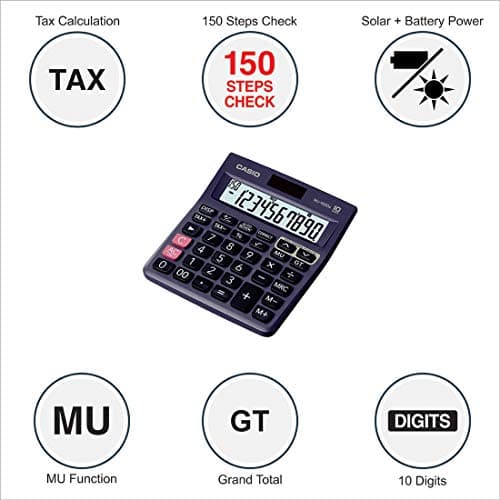 Casio MJ-100Da 150 Steps Check and Correct Desktop Calculator with Tax & GT Keys & On Display Indication of Active Constant (K) 2
