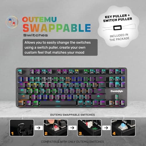 Cosmic Byte CB-GK-16 Firefly TKL Mechanical Gaming Keyboard | Per-Key RGB | 3 PIN Swappable Outemu Blue Switches | Upgraded with Detachable USB-C Port | Macro & Software Support (Black) 2