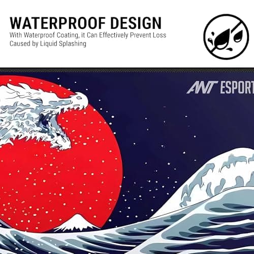 Ant Esports Snow Dragon Unique Mouse Pad Gaming Mouse Pad Extended Mouse Mat for Mouse Keyboard with Stitched Edges Waterproof Non-Slip Base Mousepads for Office Home Shop Gaming Extra Large_Blue 5
