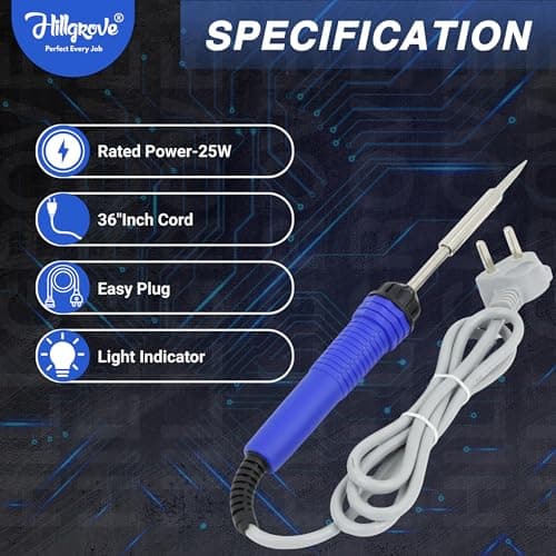 Walkers Hillgrove 10In1 Biggers 25W Corded Electric Soldering Iron Kit 25 W Simple (Flat, Conical Tip) 4