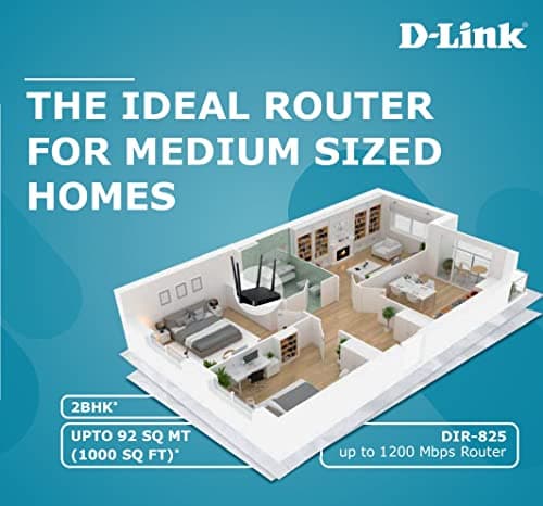 D-Link DIR-825 |High Speed 1200Mbps Dual Band Wi-Fi Router| Gigabit Ethernet Ports | High-Gain Antennas | Easy Setup |MTCTE Certified 5