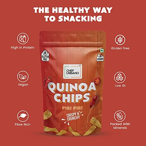 Chef Urbano Quinoa Chips Piri Piri 85g | Gluten Free | Vegan | Low GI| Crunchy Healthy Snacks | High Protein and Fiber Rich Good for Diet | Good for Kids 5