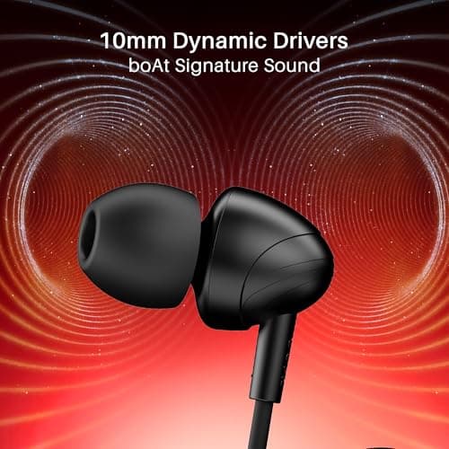 Boat BassHeads 210 Wired Earphones with 10mm Drivers, Signature Sound, in-Line Microphone, 3.5mm Jack, Voice Assistant & 120cm Cable (Active Black) 3