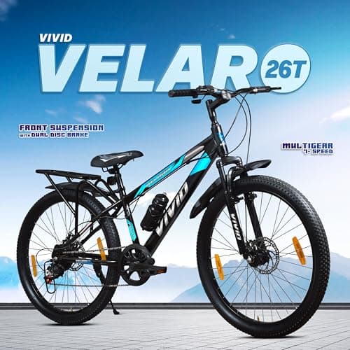Leader Vivid Valero 26T IBC 7 Speed Cycle for Men with Front Suspension & Dual Disc Brakes | Gear Bicycle for Men | Mountain Bike with Inbuilt Carrier & Steel Frame | Ideal for 10+ Years – Black 2
