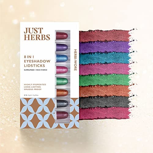 Just herbs 8 in 1 Herbal Metallic-shimmer finish, Long Lasting & Ultra Smooth Eye Shadow Lidsticks with Kumkumadi - 12gm (Herbi -Wore) 4