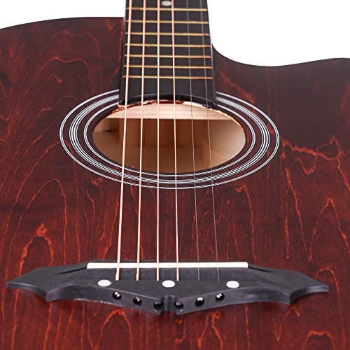 Intern 38 Inch Acoustic Guitar Cutaway with Carry Bag & Picks | Wooden Guitar for Beginners, Adults | Perfect Acoustic Guitar for Learning, Jamming & Stage Performance Matt.(Brown) 5
