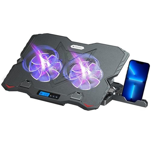 Zebronics NC5500D Powerful Laptop Cooler with Dual 125mm Fans, Silent Operation, Adjustable Fan Speed, Display, Controls, USB, 5 Step Retractable Stand and Mobile Holder