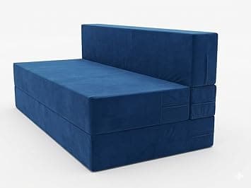 Foldable 3 Seater Z Bed Sofa in Blue Water Resistant, Soft Comfort with Removable Cover | HR PU Foam | 72x60