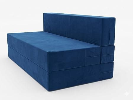Foldable 3 Seater Z Bed Sofa in Blue Water Resistant, Soft Comfort with Removable Cover | HR PU Foam | 72x60