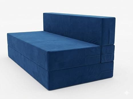 Foldable 3 Seater Z Bed Sofa in Blue Water Resistant, Soft Comfort with Removable Cover | HR PU Foam | 72x60