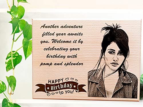 Incredible Gifts India Personalized Wooden Happy Birthday Frame for girlfriend (10 X 8 Inch) Rectangular, Wall Mount 6