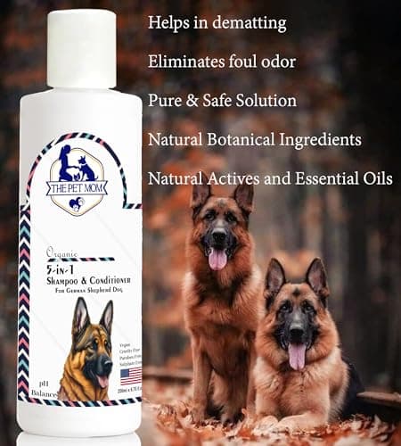 The Pet Mom Organic 5 in 1 Shampoo & Conditioner for German Shepherd Dog | Deep Cleans, Refreshing, Conditions, Anti Itching, Anti Fungal, Bad Odor| Dog Shampoo Conditioner for All Dogs Breed –200ml 5