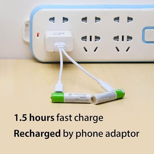 Rechargeable AAA Batteries 1.5V 750mWh USB Lithium ion Rechargeable AAA Battery with USB Type C Charging Cable, High Capacity Fast Charge, 1200 Cycles Constant Output, Over-Charge Protection Pack of 3 5
