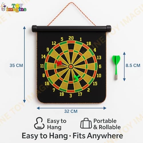 Toy Imagine 14 Inch Magnetic Dart Board Game – Double Sided Dartboard with Safe Magnetic Darts, Indoor Outdoor Family & Office Game for Boys & Girls, Fun Party Play, Diwali Gift 2