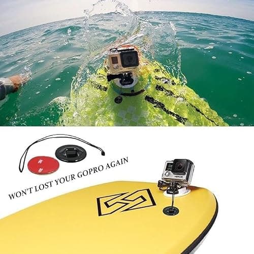 Action Pro Adhesive Mount -1 x Round & 1 x Flat Mount Round Sticky Pads with Insurance Tether Straps Compatible with GoPro Hero 13/12/11/10/9/8/7/6/5/4/3+/3/2/1, Insta360, YI & EKEN 4K Action Cameras 4