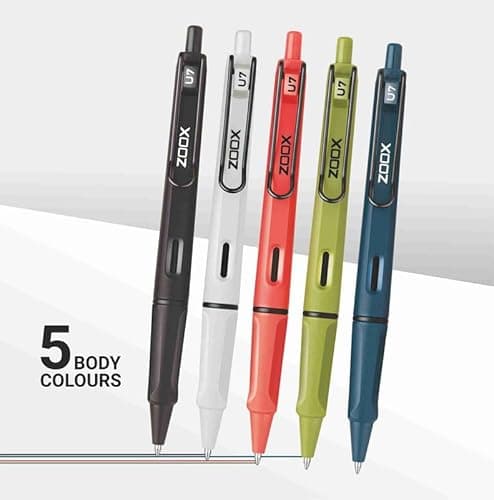 FLAIR Zoox U7 Roller Gel Pen | Unique Wire Clip with Spring Action | Stunning Matt Body Minimalistic Design | 5 Unique Body Shades & Aesthetic Look | Blue Ink, Pack of 6 (Body Color May Vary) 2