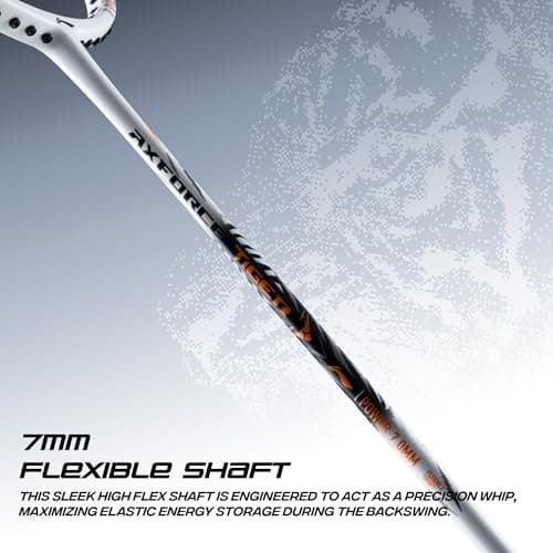 Li-Ning Axforce Tiger Strung Badminton Racquet for Professional Players |5U| 32 LBS Max Tension | Head Heavy | 7mm Flexible Shaft | Carbon Fibre Frame (White/Black/Orange) 3