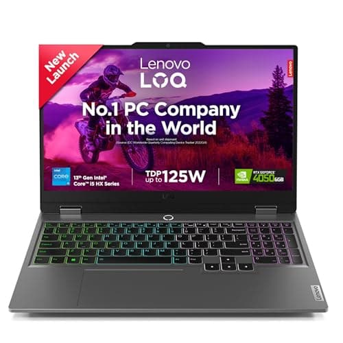Lenovo LOQ, Intel Core i5 13th Gen 13450HX, NVIDIA RTX 4050 6GB, 16GB RAM, 512GB SSD, 15.6"(39.6cm), Windows 11, Office Home 2024, Grey, 2.4Kg, 83DV00X4IN, 100% sRGB, 3 Mon. Game Pass Gaming Laptop
