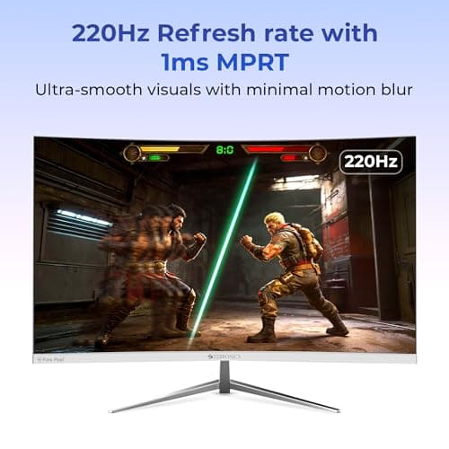 Zebronics 31.5 Inch FHD Curved Gaming Monitor with 220Hz, 300 nits, 1ms MPRT, HDR10, 1080p, Adaptive Sync, HDMI & DP Port, USB, Built-in Speakers, Wall Mountable, Bezel-Less Design (AC32FHD) 2