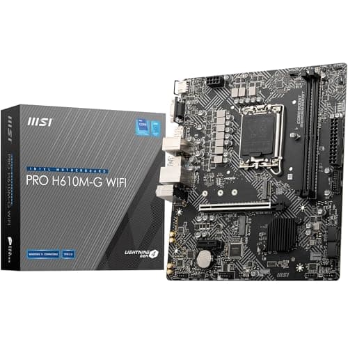 MSI PRO H610M-G WiFi Motherboard – Micro-ATX, Supports 12th/13th/14th Gen Intel Core Processors, LGA 1700 Socket, DDR5 Memory Boost 5600MHz/MAX, PCIe 4, 1G LAN, M.2 Slots, USB 3.2, Wi-Fi 6E