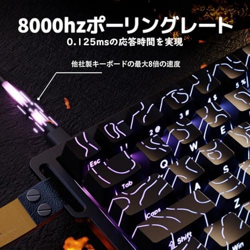 Attack Shark X68HE Rapid Trigger Gaming Keyboard RT0.01mm 8000hz RGB Wired USB Magnetic Switch 0.125ms Delay Double PBT Contour 3.0 Key Cap Dead Zone Adjustment Hot Swappable (Contour Black) 4