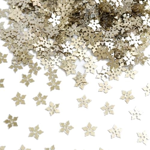 Embroiderymaterial Gold Flower Shape Sequins Sitara for Craft & Embroidery – 8MM Metallic Floral Sequins for Fabric, Jewellery & Decoration Making | 50 Grams