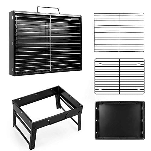 SHOPKART® Folding & Portable Outdoor Barbeque Grill Toaster Charcoal BBQ Grill Oven Home and Outdoor Barbecue Grill Carbon Steel, Black 6