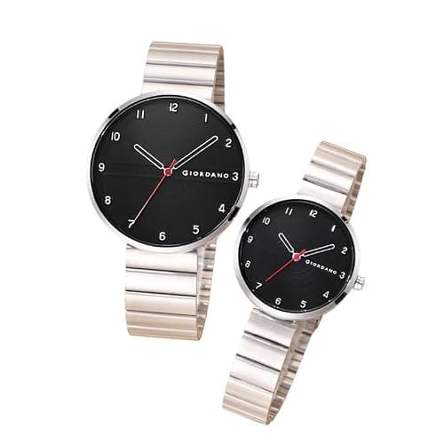 Giordano Analog Couple Watch Set – Elegant Round Dial with Stainless Steel Strap – His & Hers Matching Watches – Minimalist Unisex Design - GZ-992-SET