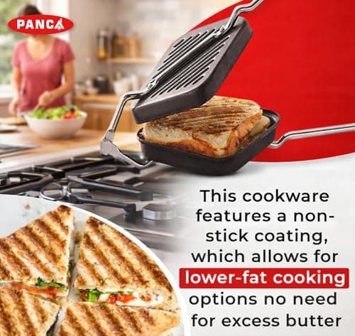 PANCA Gas Toaster Grill Sandwich Maker | Cast Aluminium Non-Stick Coated Sandwich Griller with Long Handle | Portable Gas Sandwich Maker (Grill Toaster New) 4