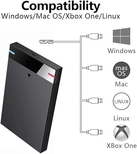 2.5'' 500GBUltra Slim Portable External Hard Drive USB3.0 HDD Storage for PC, Desktop, Laptop, MacBook, Chromebook, Xbox One.(V-GM01) 2
