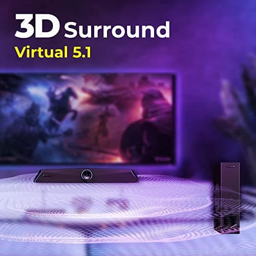 ZEBRONICS Zeb Sonic BAR 100-120W RMS Soundbar with Subwoofer, RGB LED, HDMI ARC, BT v5.0, AUX, Type C + Dual 3.5mm Audio Ports, Virtual 5.1 and 3D Surround Sound, Black 5