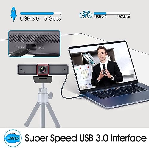 Angetube 4K Webcam for pc,AI Tracking,Remote Control 4K Web Camera/10X Digital Zoom 1080P 60fps Web cam with USB 3.0 HDR/Dual Noise Cancelling Microphones for Video Calls/Meetings/Streaming/Skype/Zoom 5