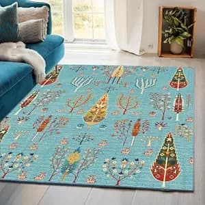 ishro home 3x5 Feet 3D Jet Multi Printed Carpet Rug Runner and Carpets for Bedroom/Living Area/Home with Anti Slip Backing (Tree of Life, 3x5 fts)