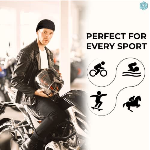 Boldfit Helmet Skull Cap for Men Bike Cotton Head for Man Motorcycle Hair Cover for Bikers Sweat Cooling Toppa for Cycling Gear Accessories for Summer and All Season Boys, Girls & Women - Black 4