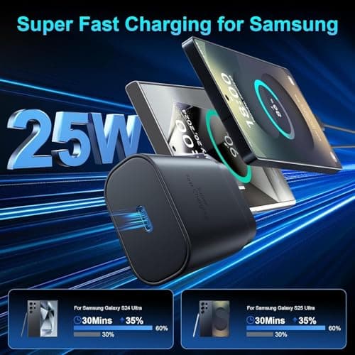 25W Charger for Samsung with Type-C to C Cable | Super Fast Charging for Galaxy S26/S25 Ultra, S24 FE, A56/A36/A16, M15/M17/M55 5G, F15/F55/Z Fold & S/A/M/F/Z Series Phones (Black) - BIS Certified 2