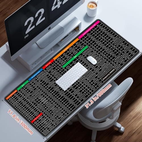 Keyboard Shortcut Mouse Pad, Office/Excel/Word/PPT Shortcuts Cheat Sheet Mat, Quick Key Super Large Anti-Slip Keyboard Pad wit Clear Shortcut Key Patterns (31.5 x 11.8 in) 2